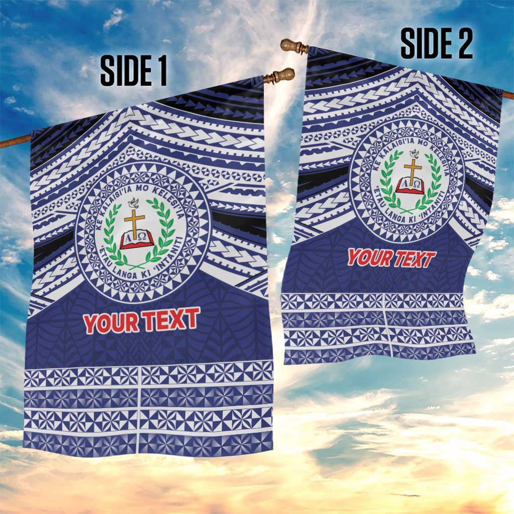 Personalised Tonga Sia'atoutai Theological College Garden Flag Polynesian Ngatu Tribal