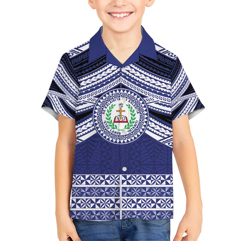 Personalised Tonga Sia'atoutai Theological College Kid Hawaiian Shirt Polynesian Ngatu Tribal