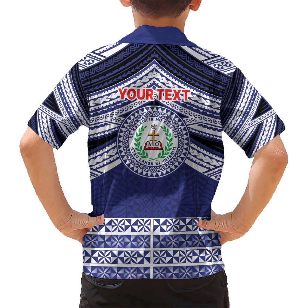 Personalised Tonga Sia'atoutai Theological College Kid Hawaiian Shirt Polynesian Ngatu Tribal