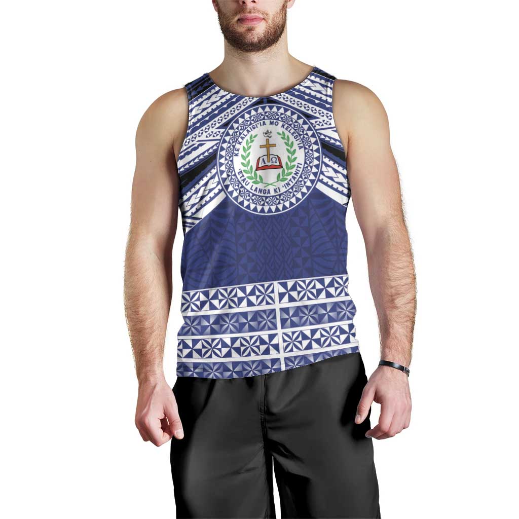 Personalised Tonga Sia'atoutai Theological College Men Tank Top Polynesian Ngatu Tribal