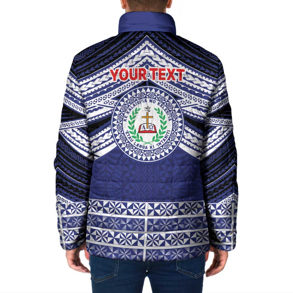 Personalised Tonga Sia'atoutai Theological College Padded Jacket Polynesian Ngatu Tribal - Polynesian Pride