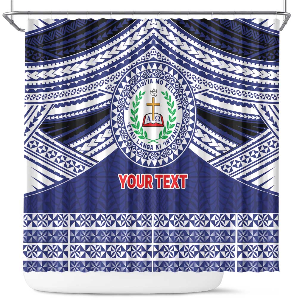 Personalised Tonga Sia'atoutai Theological College Shower Curtain Polynesian Ngatu Tribal