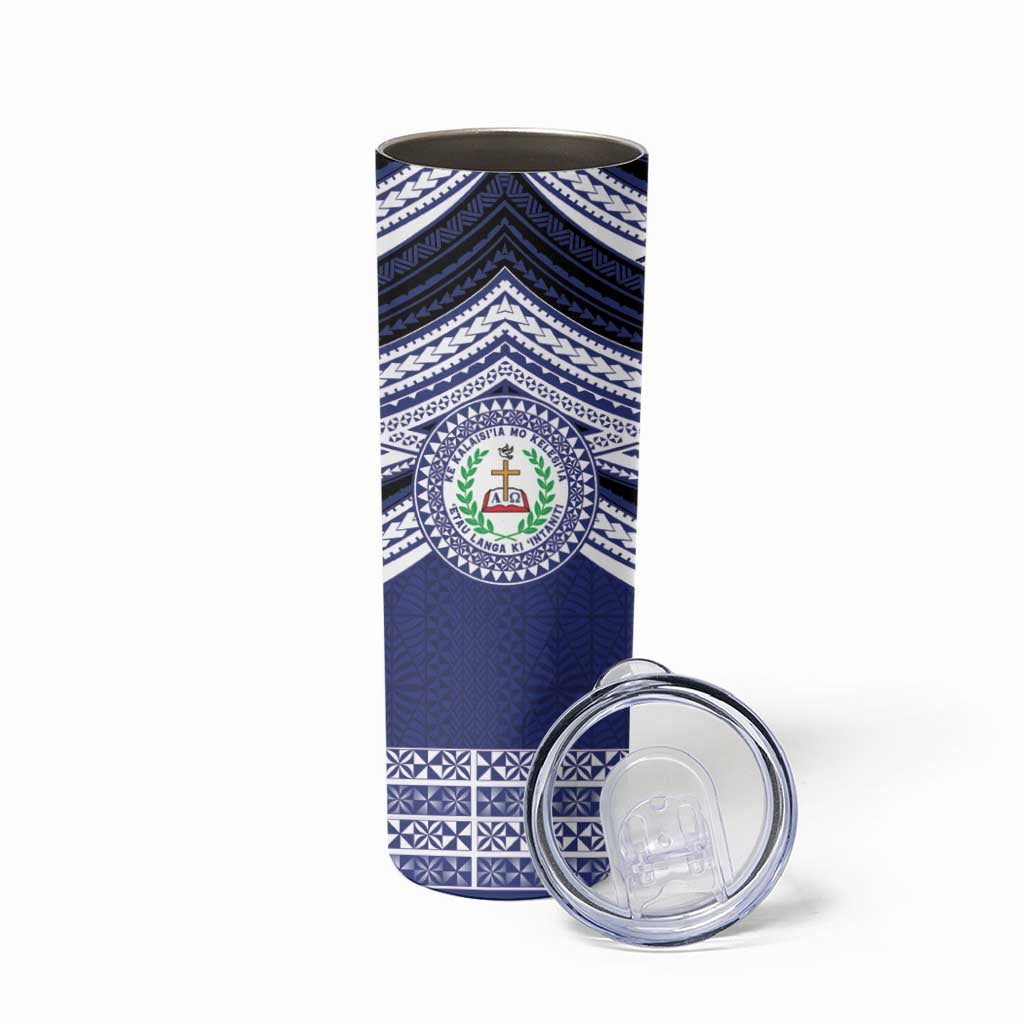 Personalised Tonga Sia'atoutai Theological College Skinny Tumbler Polynesian Ngatu Tribal