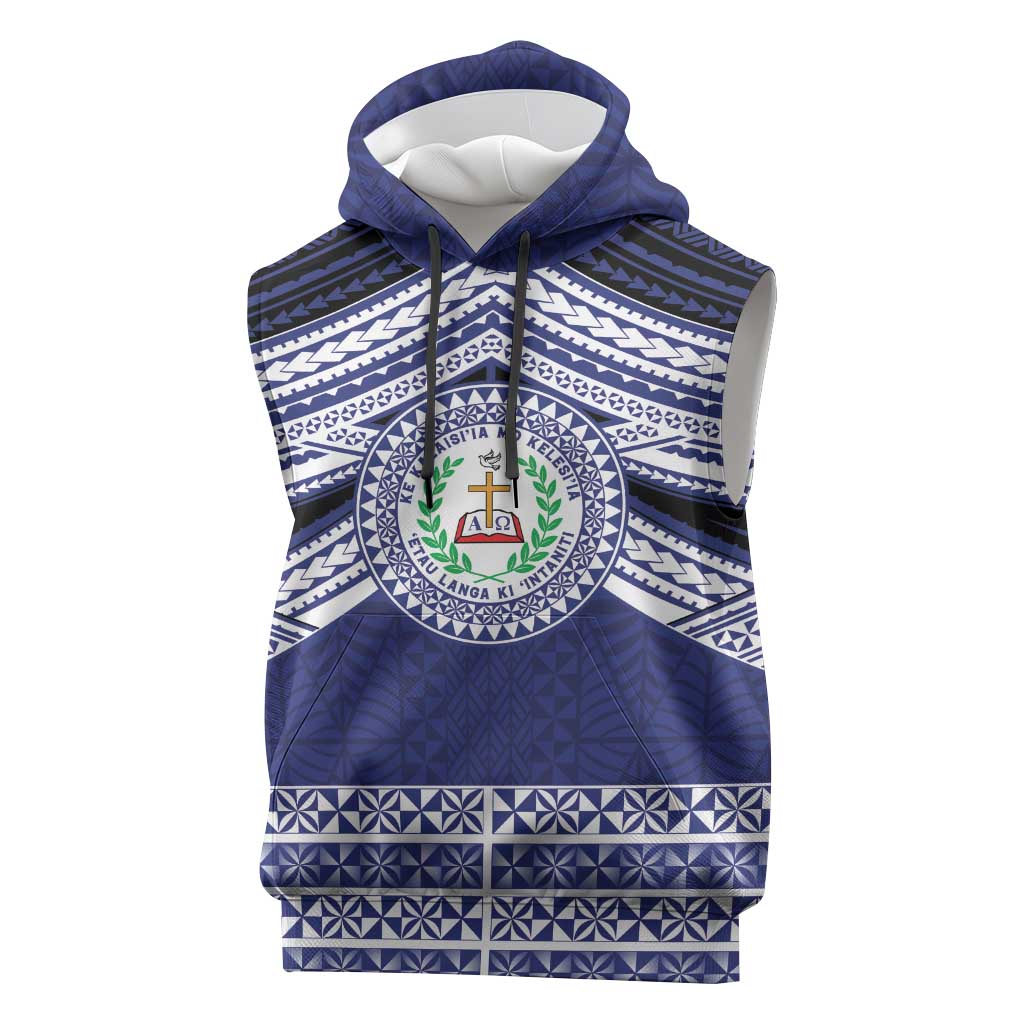 Personalised Tonga Sia'atoutai Theological College Sleeveless Hoodie Polynesian Ngatu Tribal - Polynesian Pride