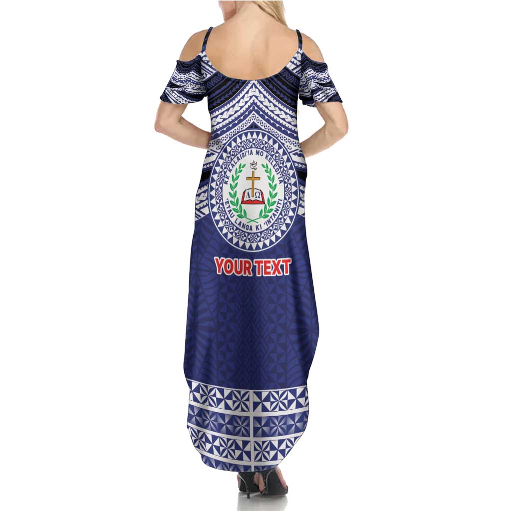 Personalised Tonga Sia'atoutai Theological College Summer Maxi Dress Polynesian Ngatu Tribal