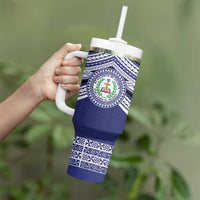 Personalised Tonga Sia'atoutai Theological College Tumbler With Handle Polynesian Ngatu Tribal