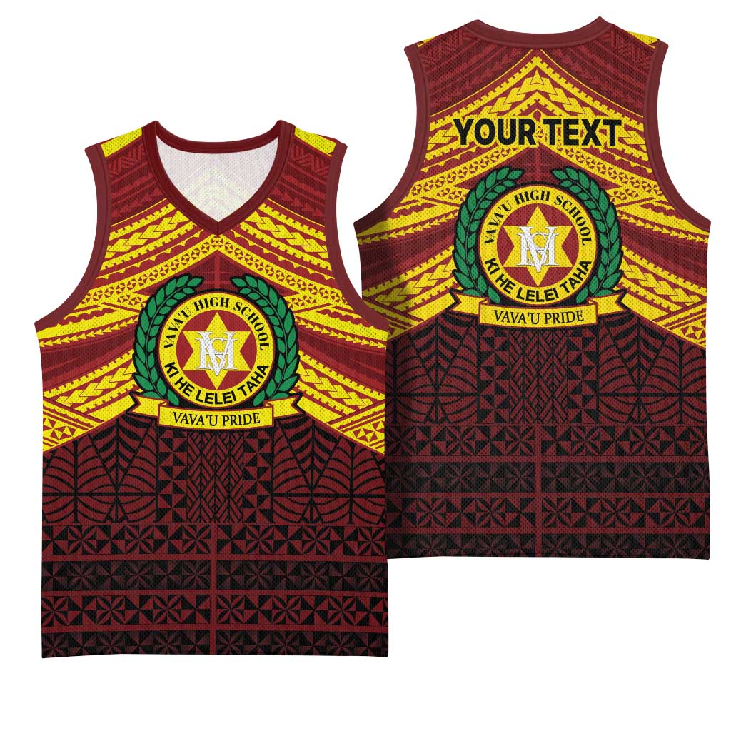 Personalised Tonga Vava'u High School Basketball Jersey Polynesian Ngatu Tribal - Polynesian Pride