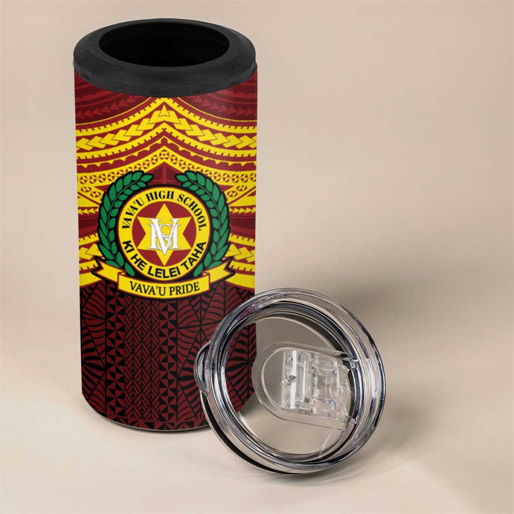 Personalised Tonga Vava'u High School 4 in 1 Can Cooler Tumbler Polynesian Ngatu Tribal