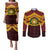Personalised Tonga Vava'u High School Couples Matching Puletasi and Long Sleeve Button Shirt Polynesian Ngatu Tribal