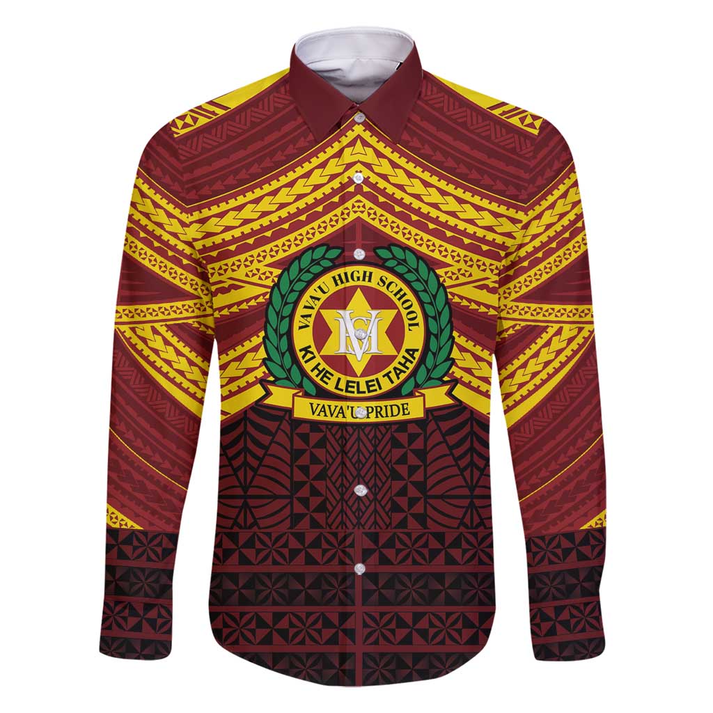 Personalised Tonga Vava'u High School Family Matching Long Sleeve Bodycon Dress and Hawaiian Shirt Polynesian Ngatu Tribal