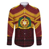 Personalised Tonga Vava'u High School Family Matching Off The Shoulder Long Sleeve Dress and Hawaiian Shirt Polynesian Ngatu Tribal