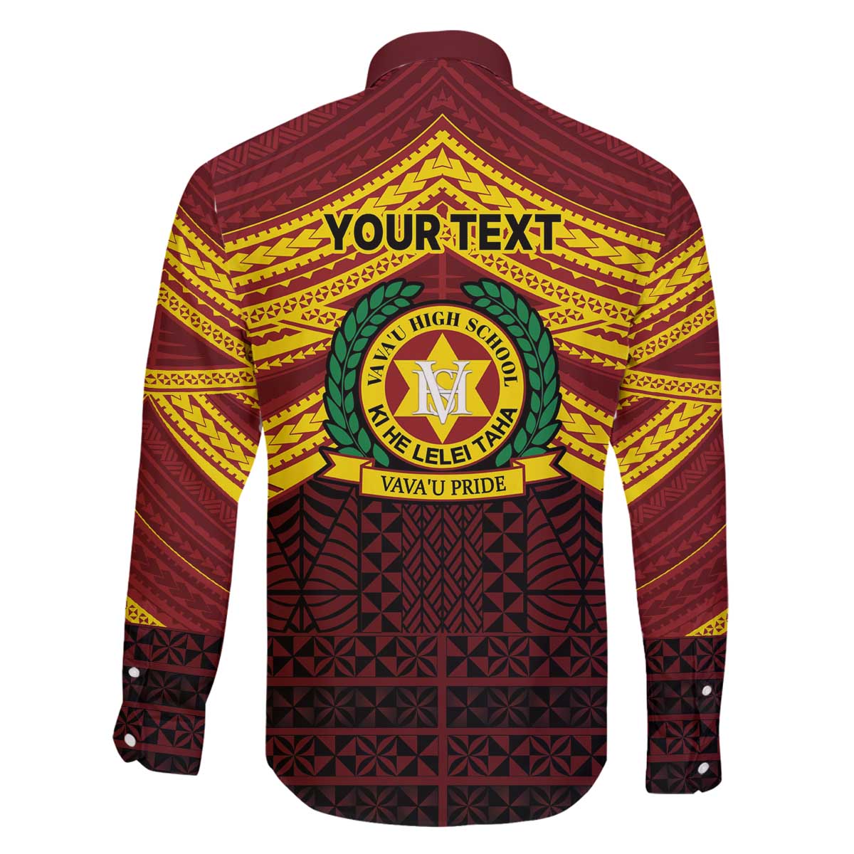 Personalised Tonga Vava'u High School Family Matching Off The Shoulder Long Sleeve Dress and Hawaiian Shirt Polynesian Ngatu Tribal