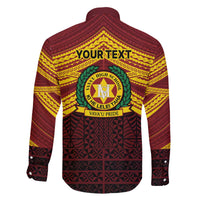 Personalised Tonga Vava'u High School Family Matching Off The Shoulder Long Sleeve Dress and Hawaiian Shirt Polynesian Ngatu Tribal