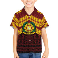 Personalised Tonga Vava'u High School Family Matching Off The Shoulder Long Sleeve Dress and Hawaiian Shirt Polynesian Ngatu Tribal