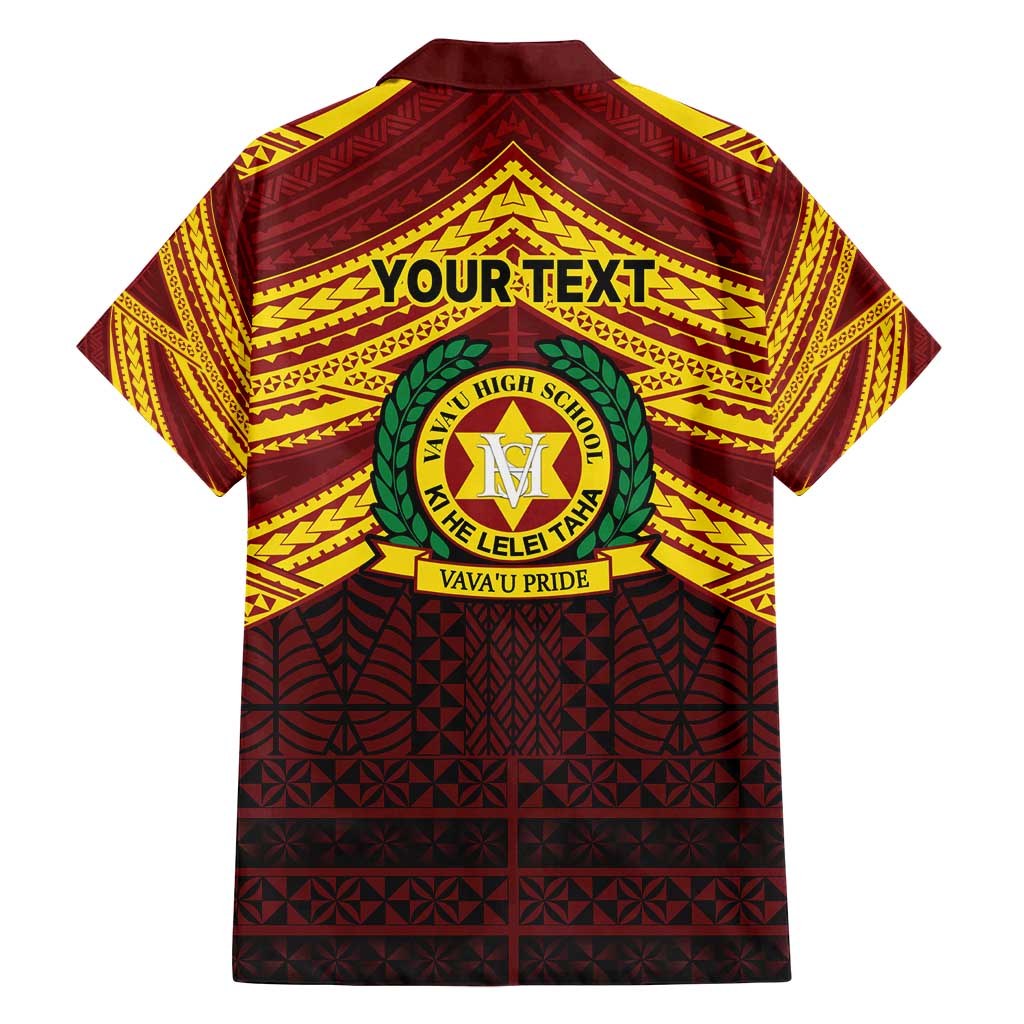 Personalised Tonga Vava'u High School Family Matching Off Shoulder Short Dress and Hawaiian Shirt Polynesian Ngatu Tribal