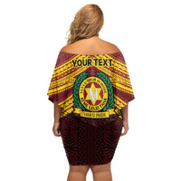 Personalised Tonga Vava'u High School Family Matching Off Shoulder Short Dress and Hawaiian Shirt Polynesian Ngatu Tribal