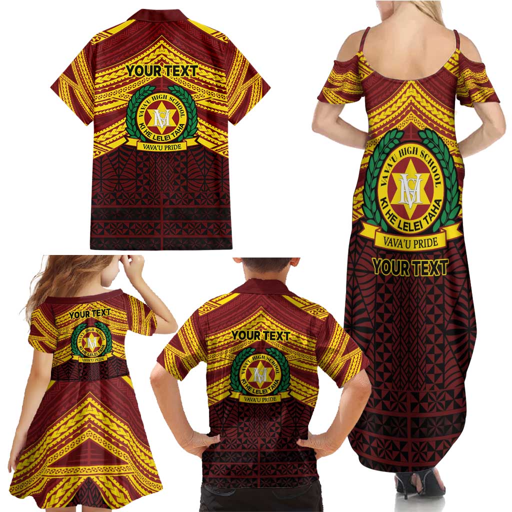Personalised Tonga Vava'u High School Family Matching Summer Maxi Dress and Hawaiian Shirt Polynesian Ngatu Tribal