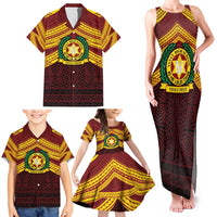 Personalised Tonga Vava'u High School Family Matching Tank Maxi Dress and Hawaiian Shirt Polynesian Ngatu Tribal