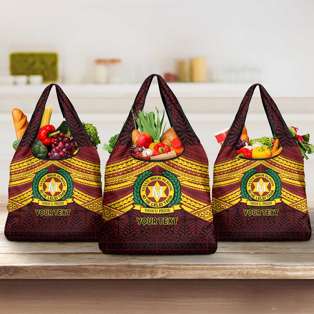 Personalised Tonga Vava'u High School Grocery Bag Polynesian Ngatu Tribal