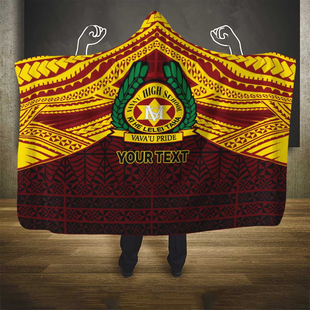 Personalised Tonga Vava'u High School Hooded Blanket Polynesian Ngatu Tribal