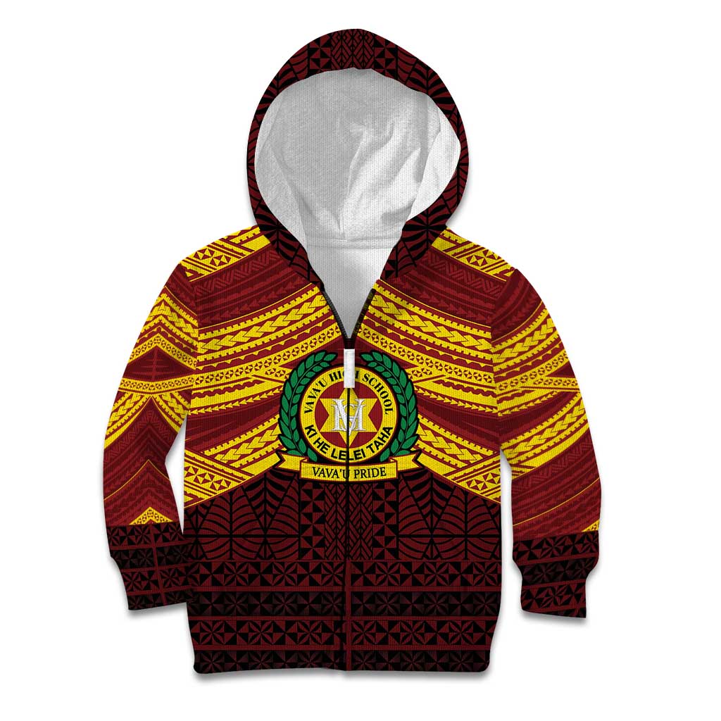 Personalised Tonga Vava'u High School Kid Hoodie Polynesian Ngatu Tribal