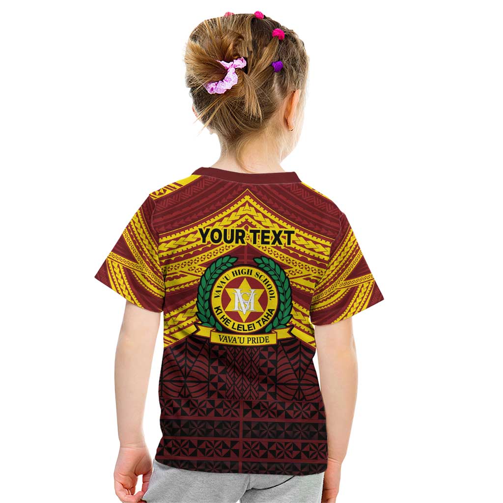 Personalised Tonga Vava'u High School Kid T Shirt Polynesian Ngatu Tribal