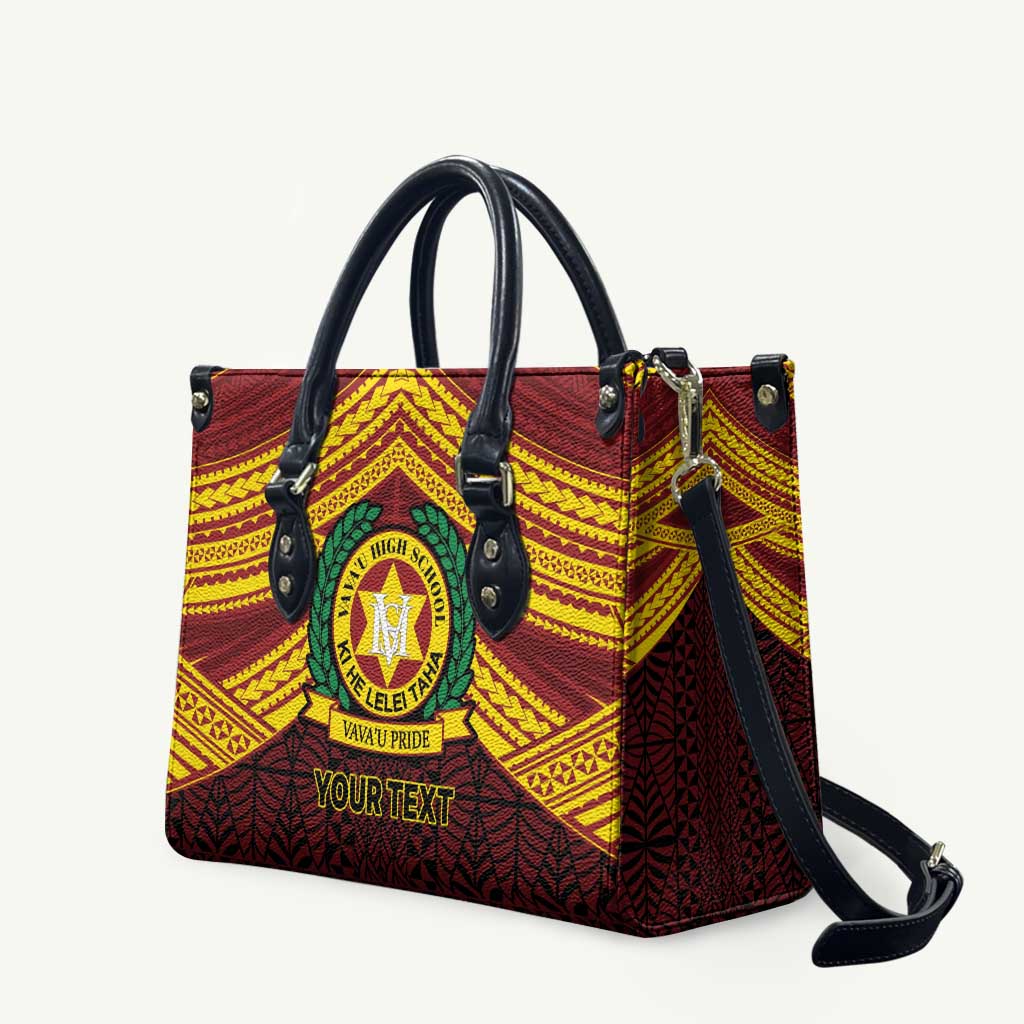 Personalised Tonga Vava'u High School Leather Bag Polynesian Ngatu Tribal - Polynesian Pride