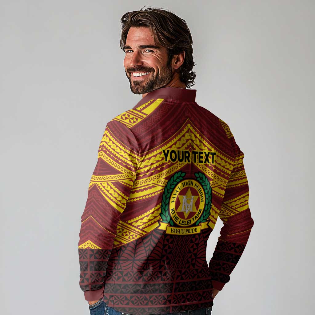 Personalised Tonga Vava'u High School Long Sleeve Polo Shirt Polynesian Ngatu Tribal LT9 - Polynesian Pride