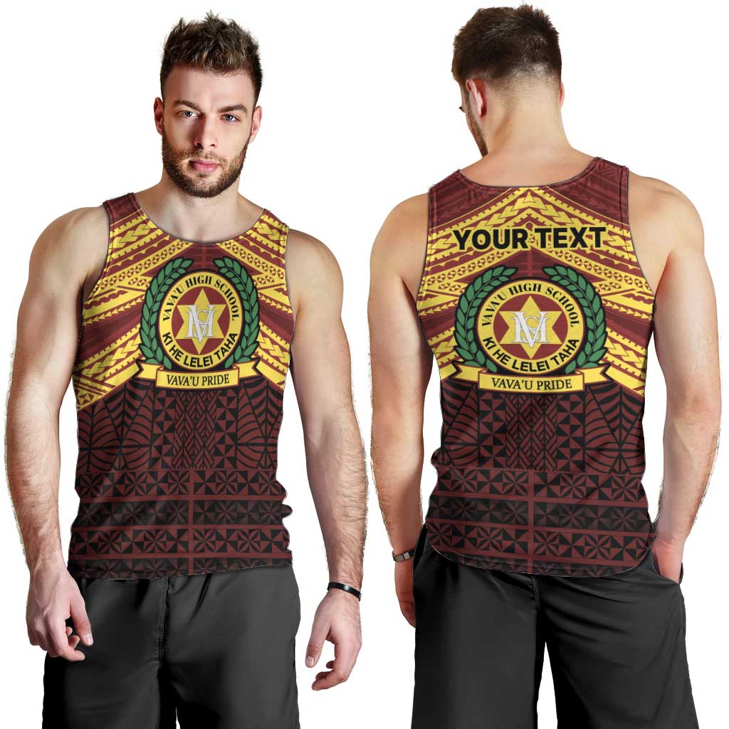 Personalised Tonga Vava'u High School Men Tank Top Polynesian Ngatu Tribal