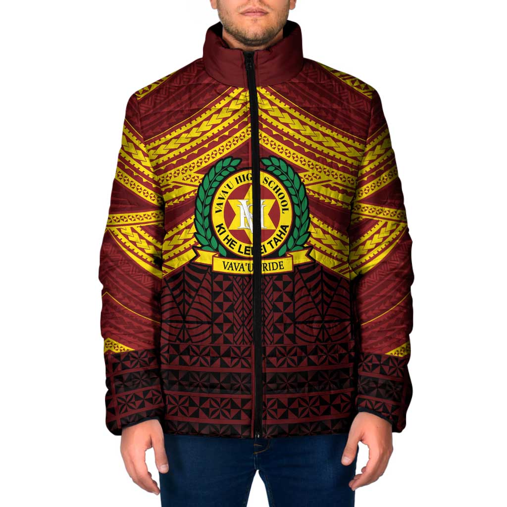 Personalised Tonga Vava'u High School Padded Jacket Polynesian Ngatu Tribal - Polynesian Pride