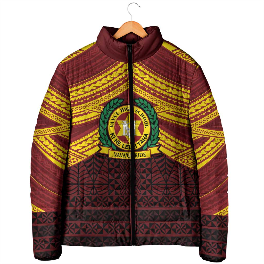 Personalised Tonga Vava'u High School Padded Jacket Polynesian Ngatu Tribal - Polynesian Pride