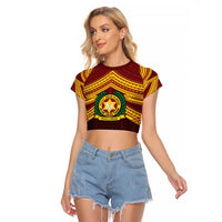 Personalised Tonga Vava'u High School Raglan Cropped T Shirt Polynesian Ngatu Tribal