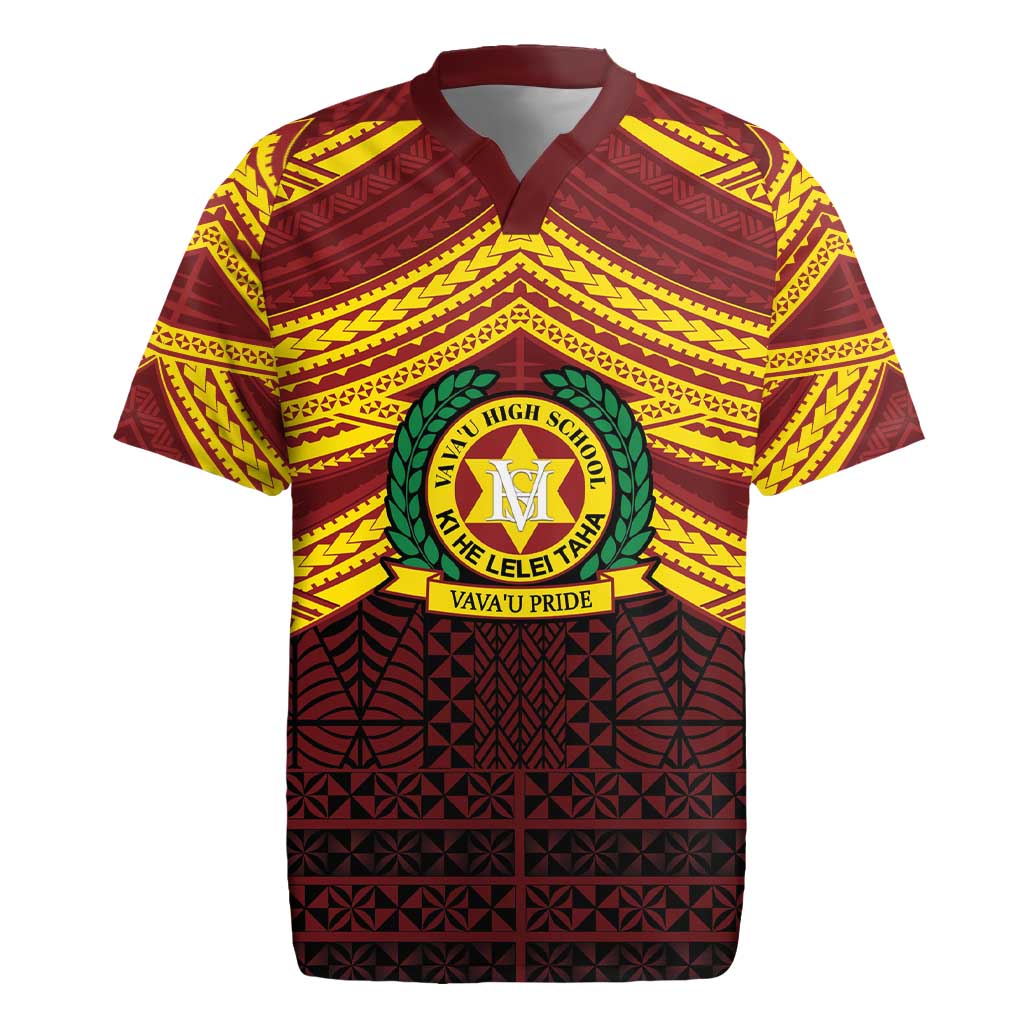 Personalised Tonga Vava'u High School Rugby Jersey Polynesian Ngatu Tribal