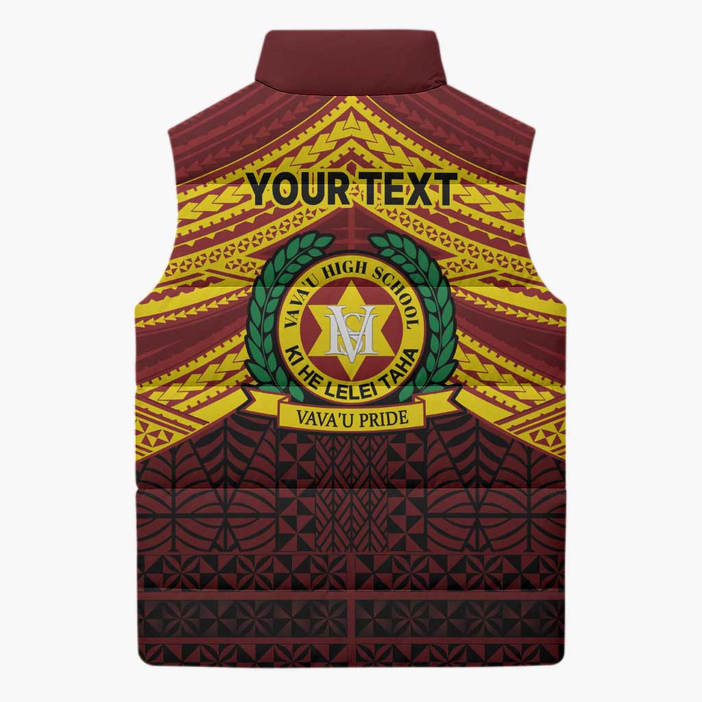 Personalised Tonga Vava'u High School Sleeveless Puffer Jacket Polynesian Ngatu Tribal - Polynesian Pride