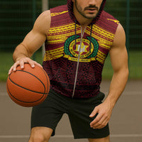 Personalised Tonga Vava'u High School Sleeveless Zip Hoodie Polynesian Ngatu Tribal - Polynesian Pride