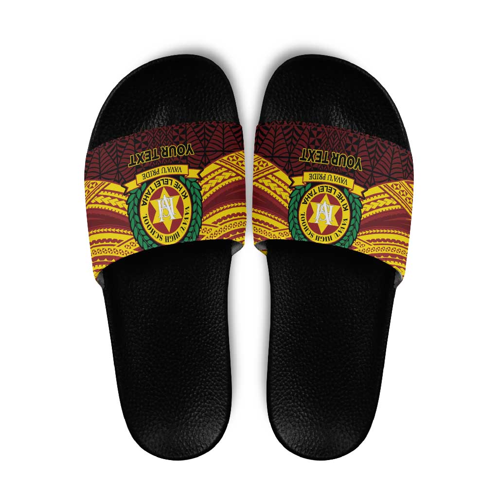 Personalised Tonga Vava'u High School Slide Sandals Polynesian Ngatu Tribal - Polynesian Pride