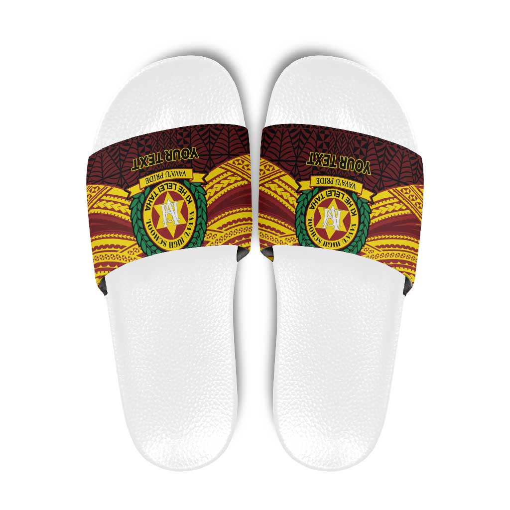 Personalised Tonga Vava'u High School Slide Sandals Polynesian Ngatu Tribal - Polynesian Pride