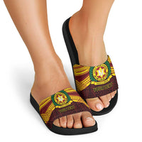 Personalised Tonga Vava'u High School Slide Sandals Polynesian Ngatu Tribal - Polynesian Pride