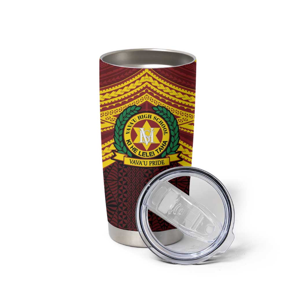 Personalised Tonga Vava'u High School Tumbler Cup Polynesian Ngatu Tribal