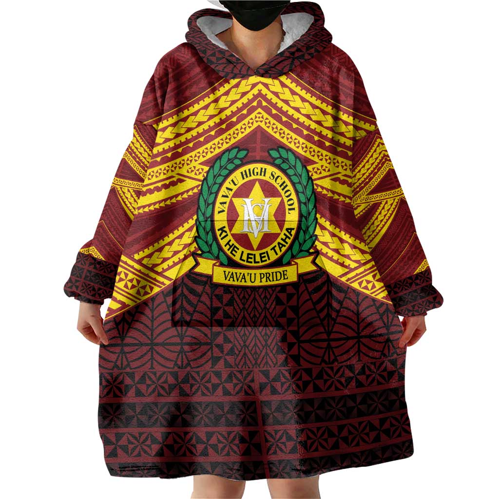 Personalised Tonga Vava'u High School Wearable Blanket Hoodie Polynesian Ngatu Tribal