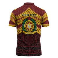 Personalised Tonga Vava'u High School Zipper Polo Shirt Polynesian Ngatu Tribal - Polynesian Pride