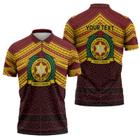Personalised Tonga Vava'u High School Zipper Polo Shirt Polynesian Ngatu Tribal - Polynesian Pride