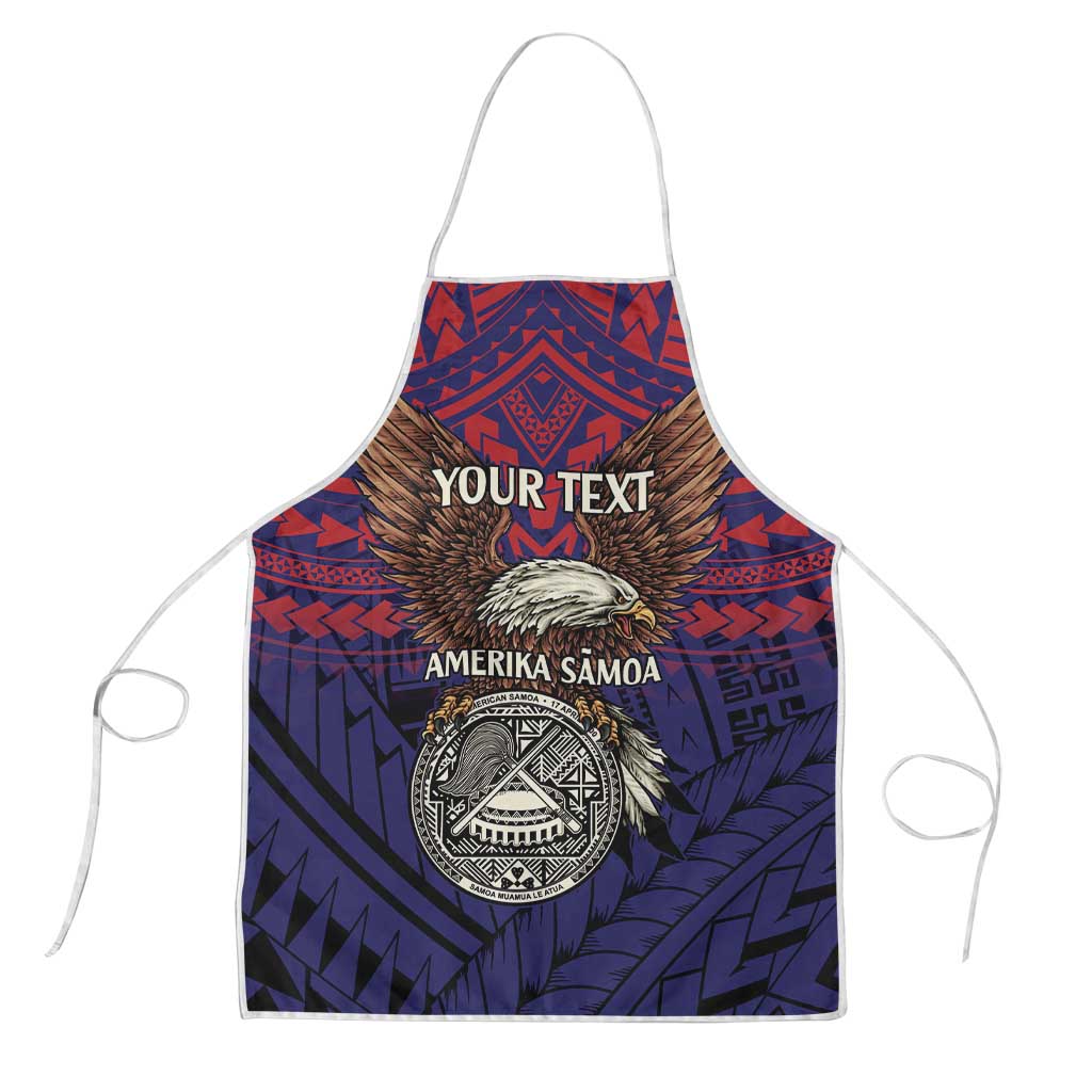 American Samoa Brave Eagle Personalized Apron National Flag Color LT9 Blue - Polynesian Pride