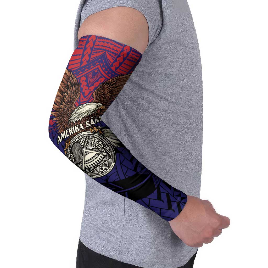 American Samoa Brave Eagle Personalized Arm Sleeves National Flag Color - Polynesian Pride