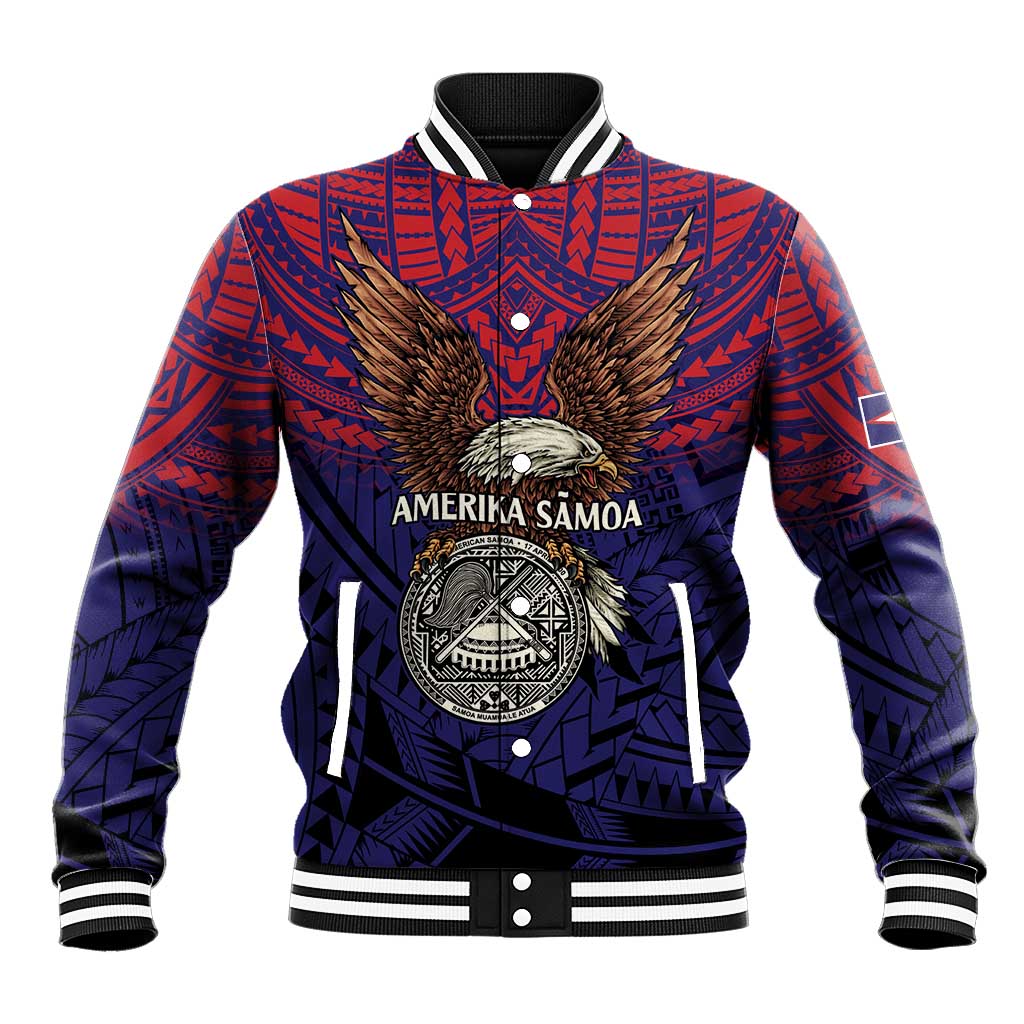 American Samoa Brave Eagle Personalized Baseball Jacket National Flag Color LT9 Unisex Blue - Polynesian Pride