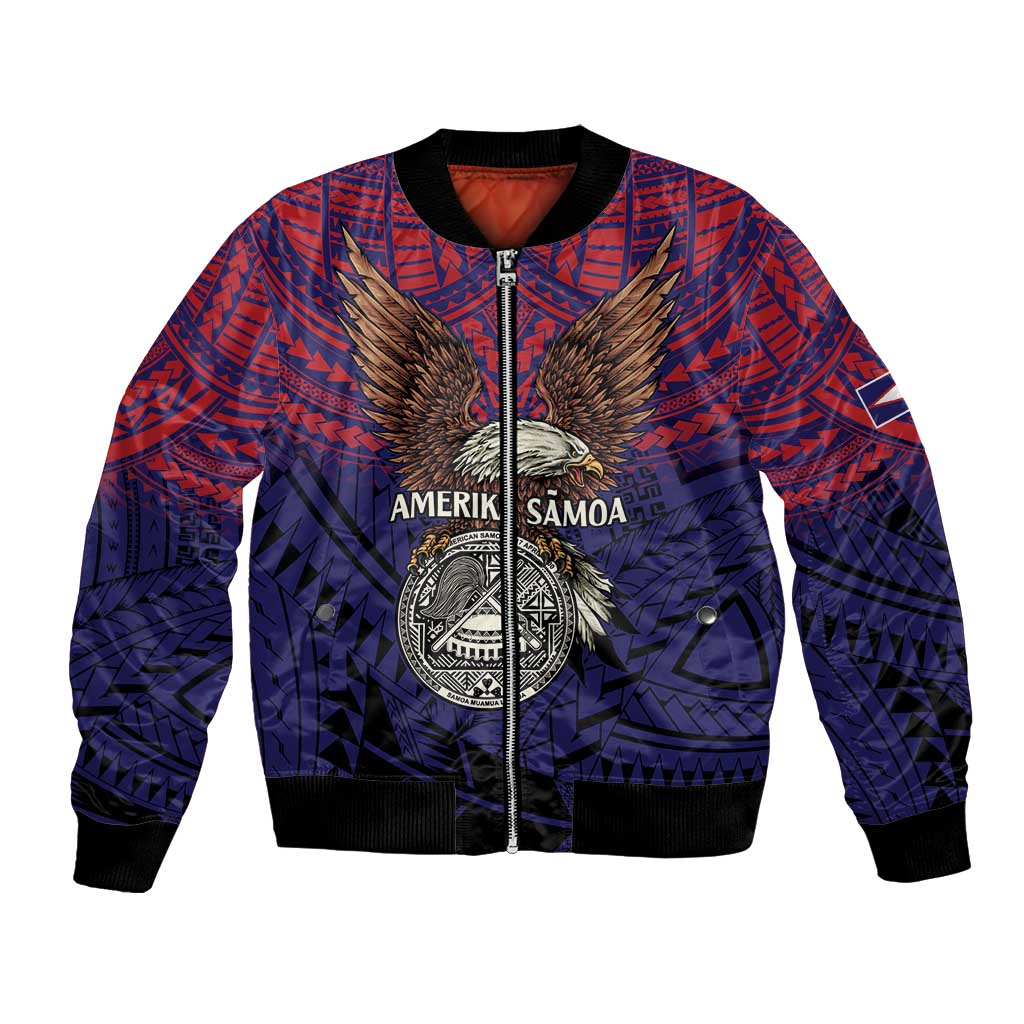 American Samoa Brave Eagle Personalized Bomber Jacket National Flag Color LT9 Unisex Blue - Polynesian Pride
