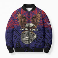 American Samoa Brave Eagle Personalized Bomber Puffer Jacket National Flag Color - Polynesian Pride