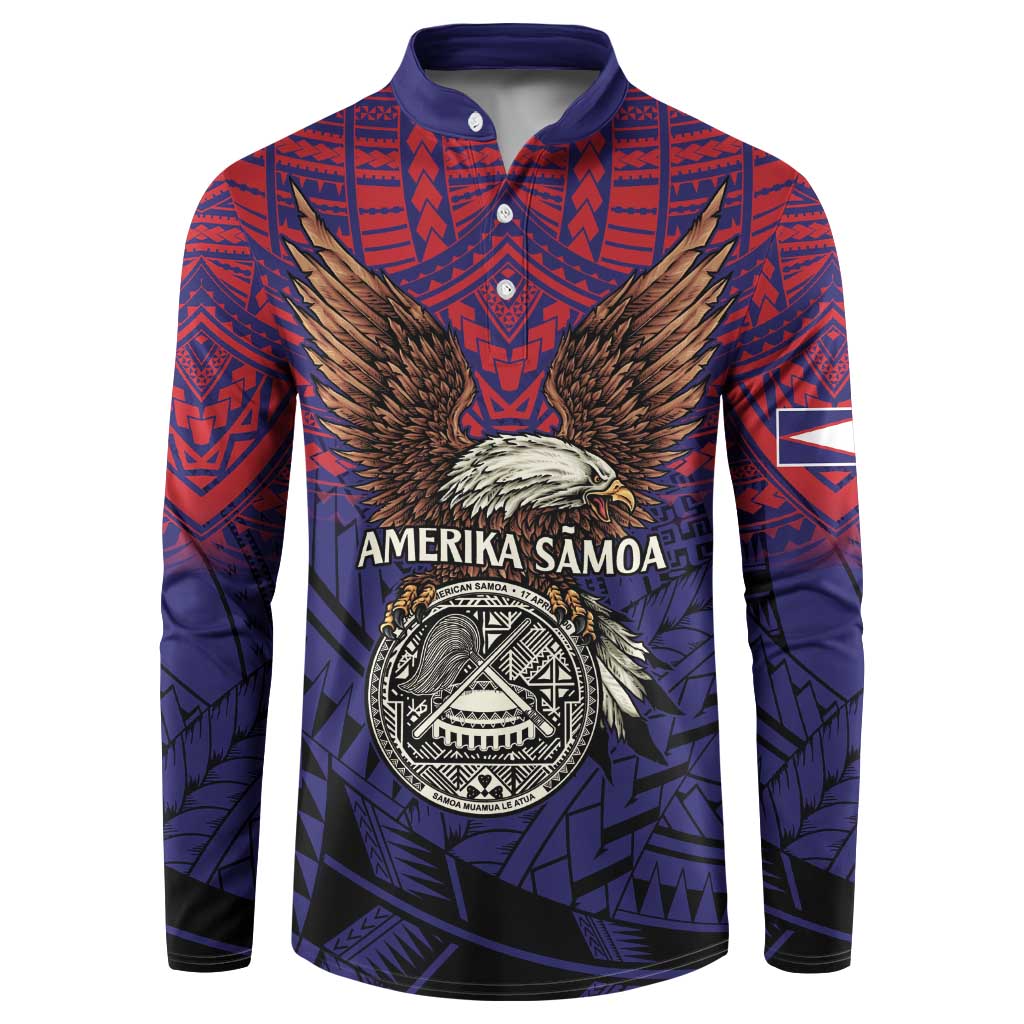 American Samoa Brave Eagle Personalized Button Sweatshirt National Flag Color LT9 Blue - Polynesian Pride