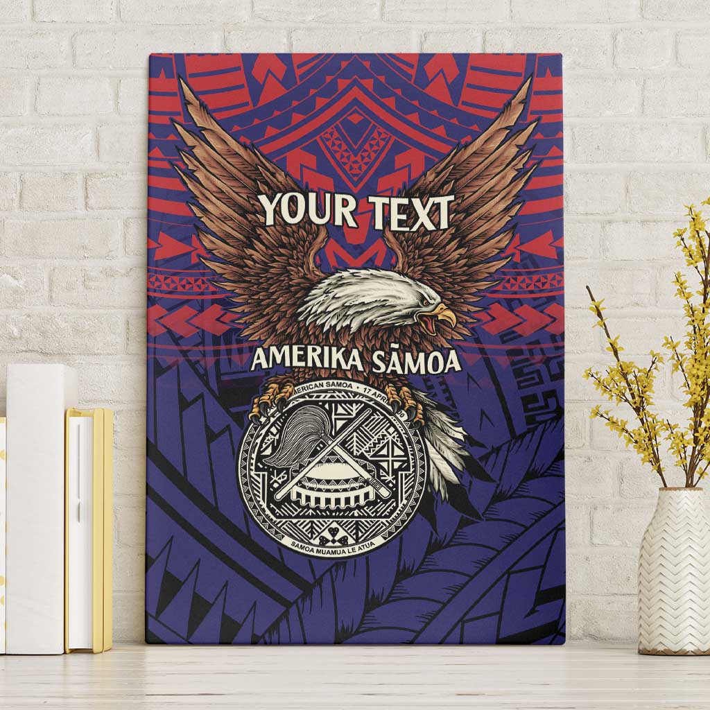 American Samoa Brave Eagle Personalized Canvas Wall Art National Flag Color LT9 Without Frame Blue - Polynesian Pride