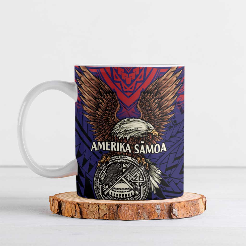 American Samoa Brave Eagle Personalized Ceramic Mug National Flag Color - Polynesian Pride